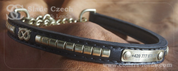Half check leather collars with chain